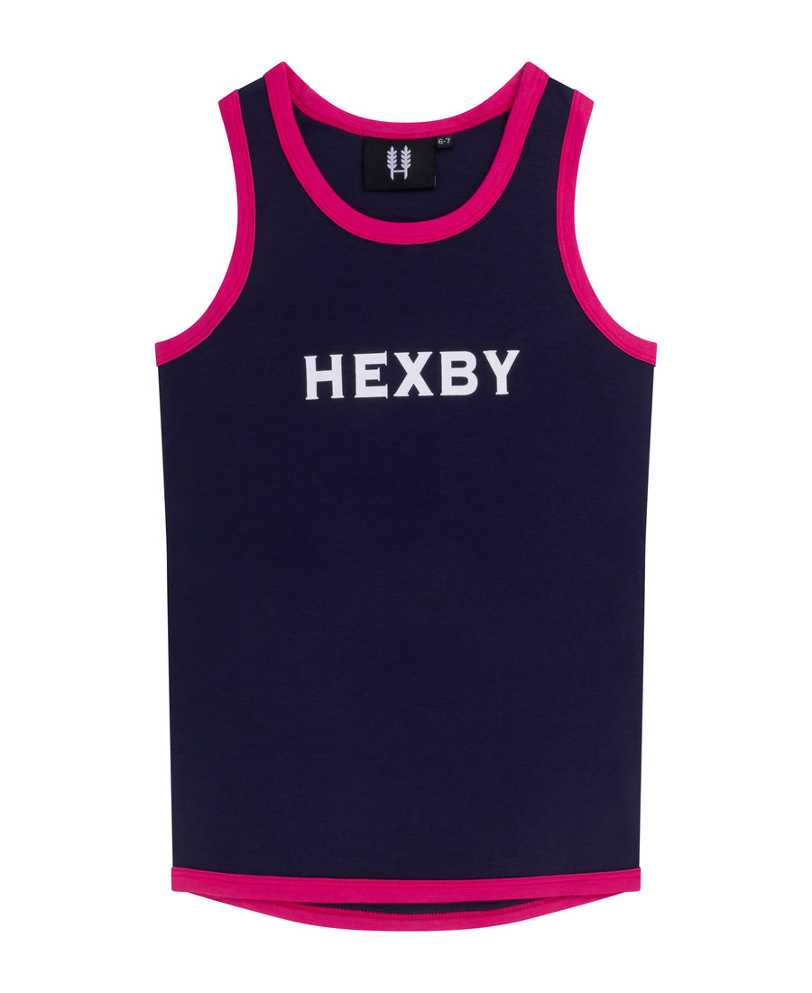 Kids Shearing Singlet - Navy/Pink