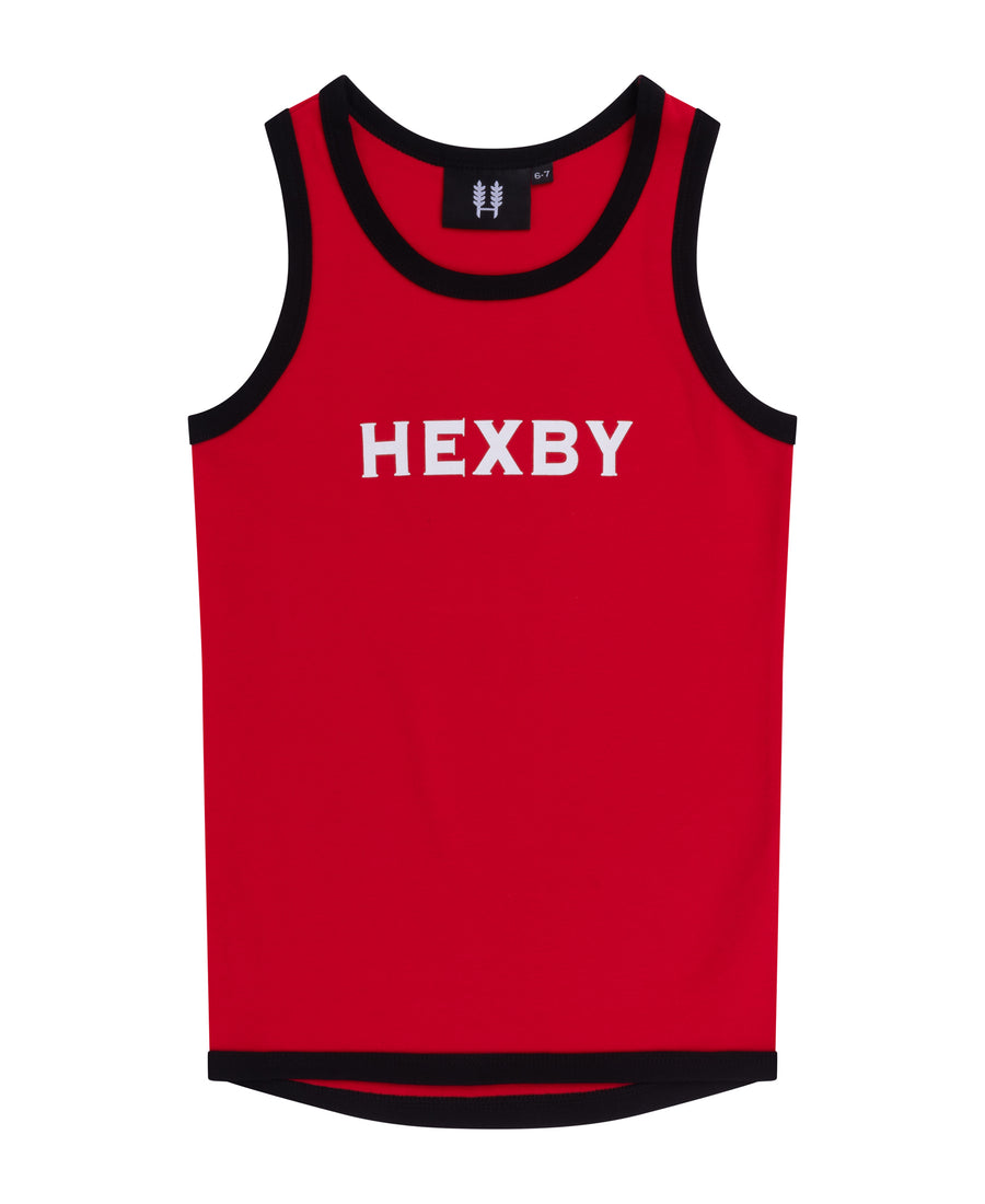 Kids Shearing Singlet - Red/Black