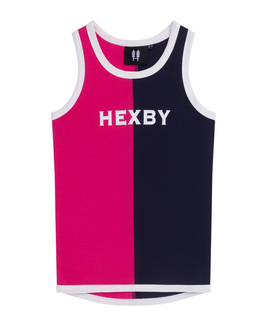 Kids Harlequin Singlet - Pink/Navy